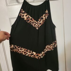 Leopard Print Black Women's Top